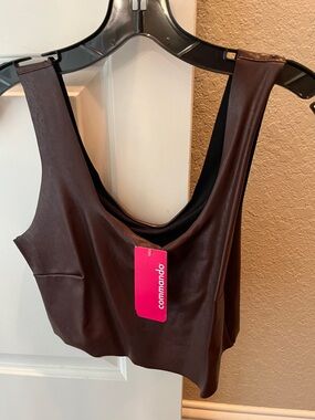 Commando Faux Leather Crop Tank in dark maroon